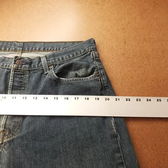 Levi's 501 Jeans Mens 34x34 Blue Dark Wash Faded Straight Classic Denim Rugged - Picture 4 of 12